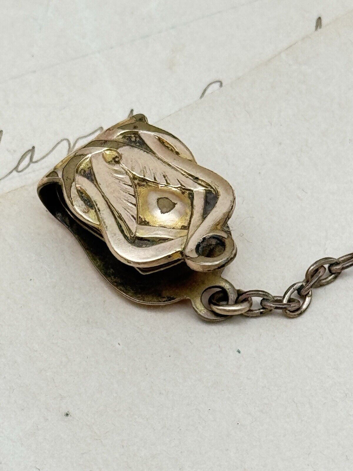 Antique Gold-Filled Pocket Watch Chain Clip Signed JFSS Ca. 5.5”
