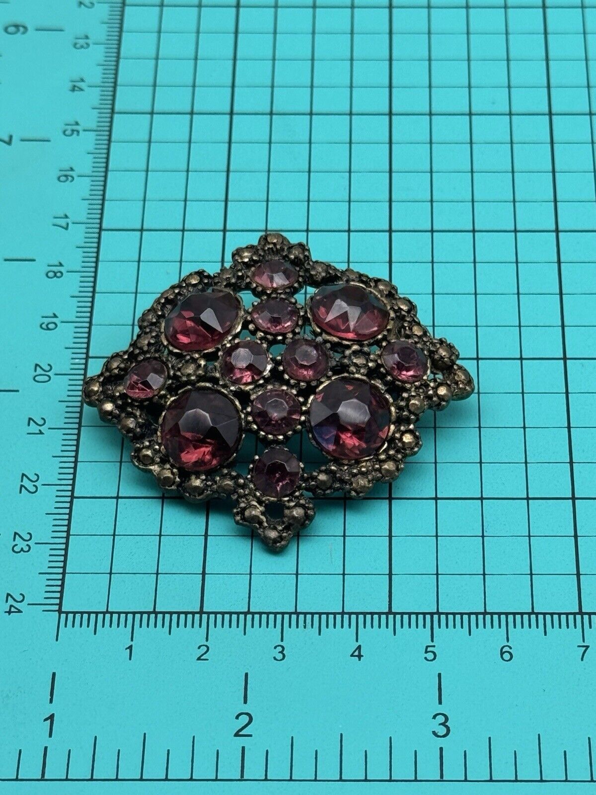 Vintage Antique Style Purple Rhinestone Brooch ESTATE FIND