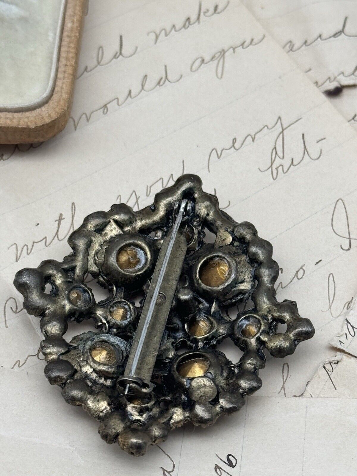 Vintage Antique Style Purple Rhinestone Brooch ESTATE FIND