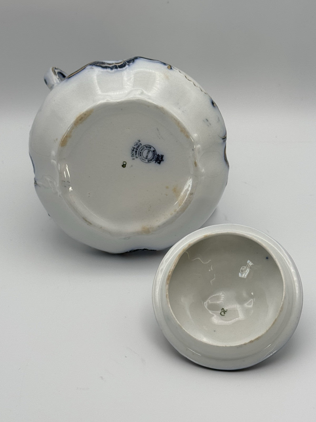 Antique Chiswick (Flow Blue) by RIDGWAY (RIDGWAYS) Sugar Bowl With Lid RARE