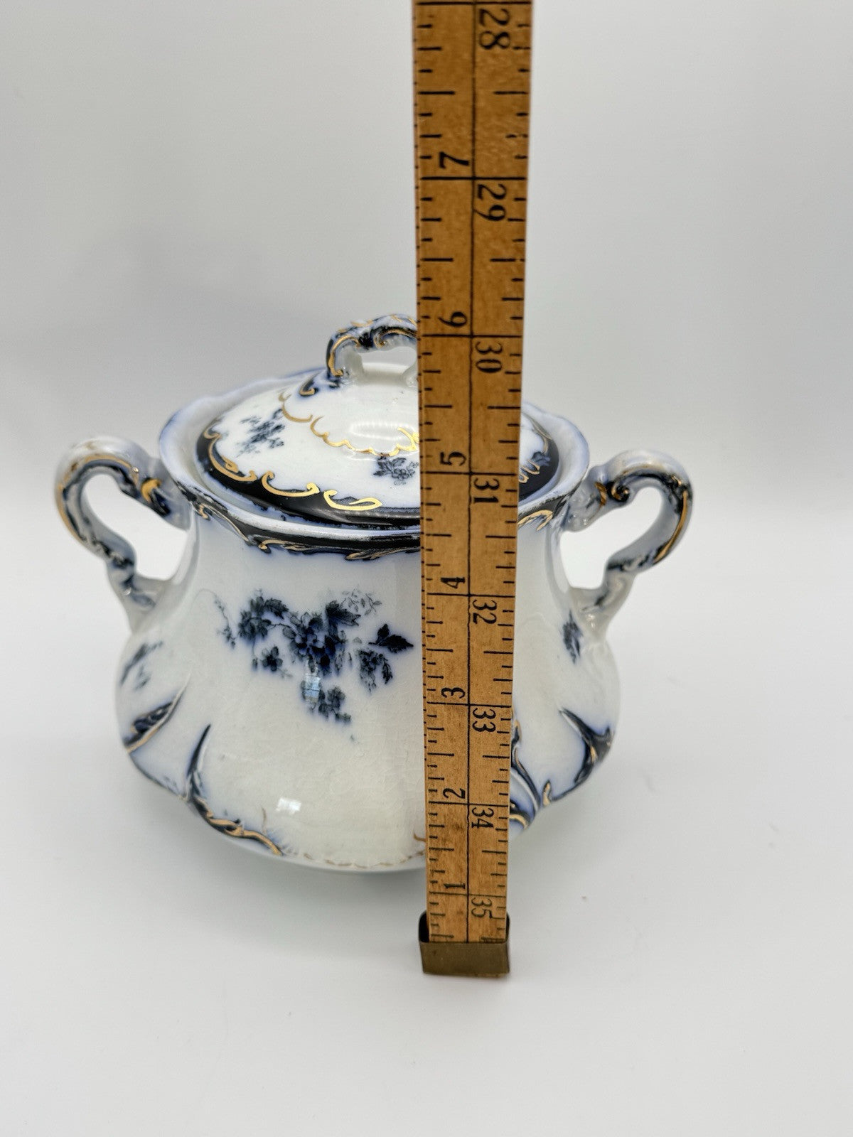 Antique Chiswick (Flow Blue) by RIDGWAY (RIDGWAYS) Sugar Bowl With Lid RARE