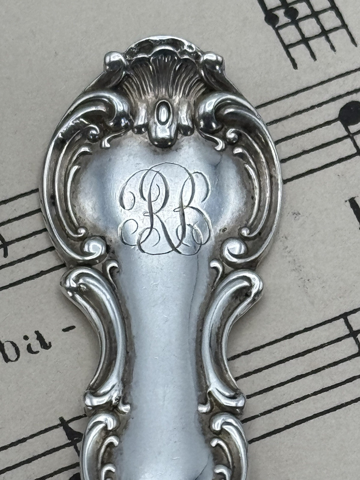 8 Strasbourg Sterling Lion Anchor Ice Cream Fork Pat. 1897 Monogram
