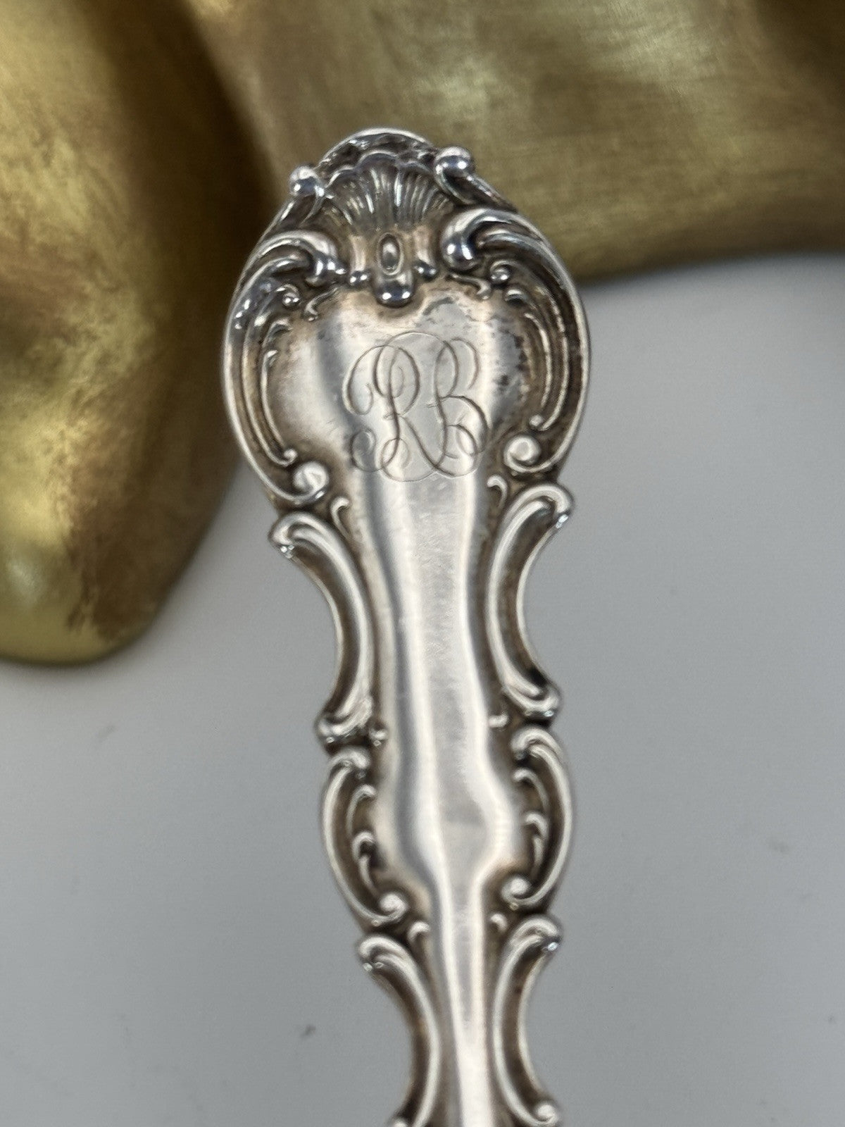 8 Strasbourg Sterling Lion Anchor Ice Cream Fork Pat. 1897 Monogram