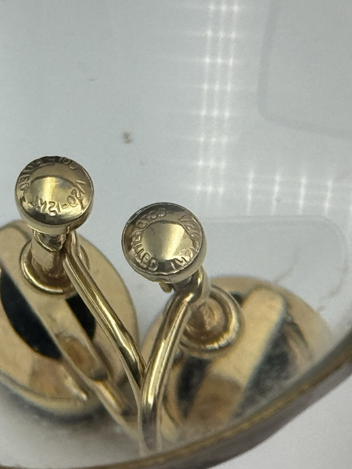 VINTAGE Black Stone 12k Gold Filled Screw Back Earrings ESTATE FIND