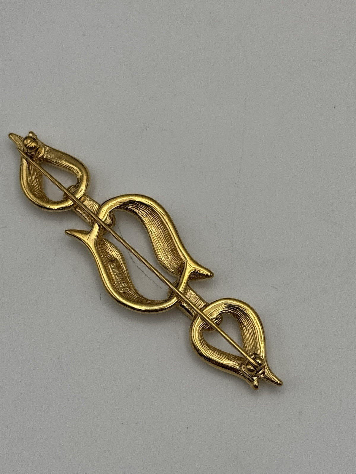 Vintage Monet Enamel Goldtone Modernist Style Brooch 3” ESTATE FIND