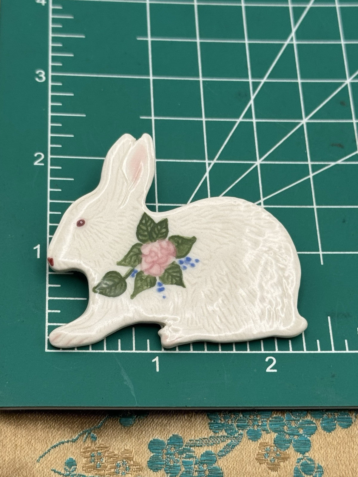 Vintage Bunny Brooch 2” Artisan Pottery Signed Stillwater