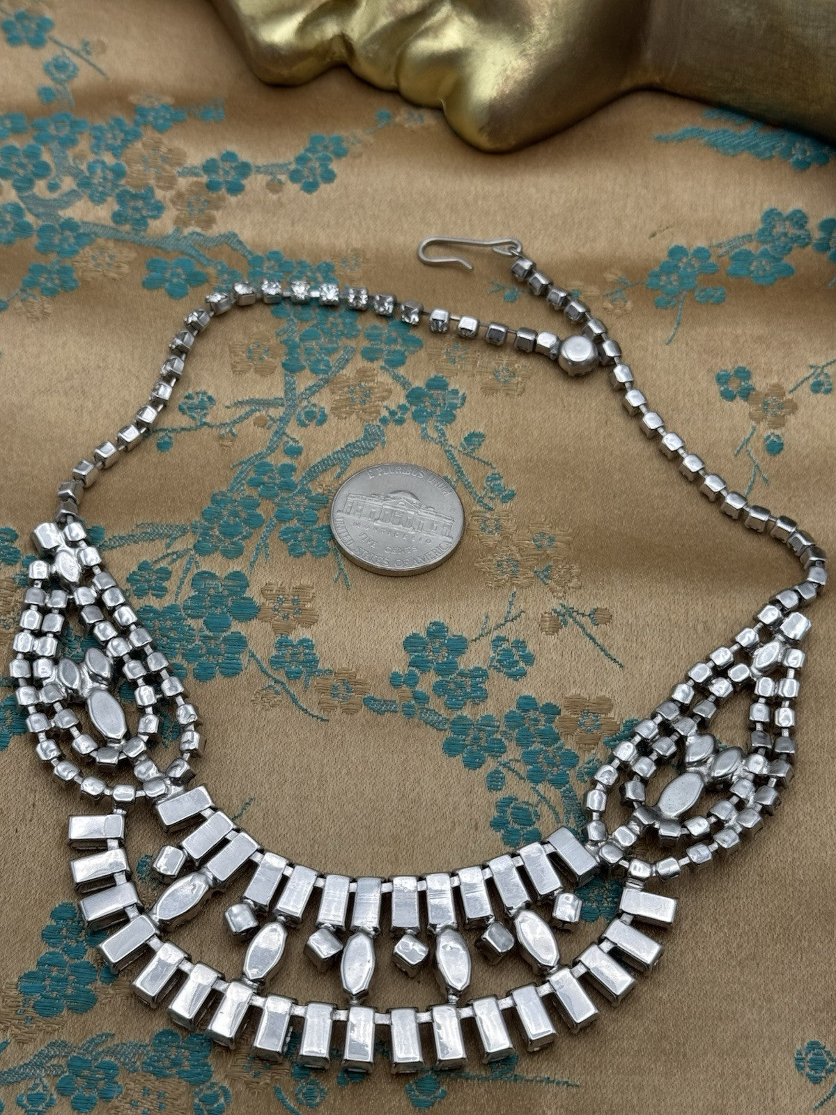 Vintage Rhinestone Necklace Clear 15”