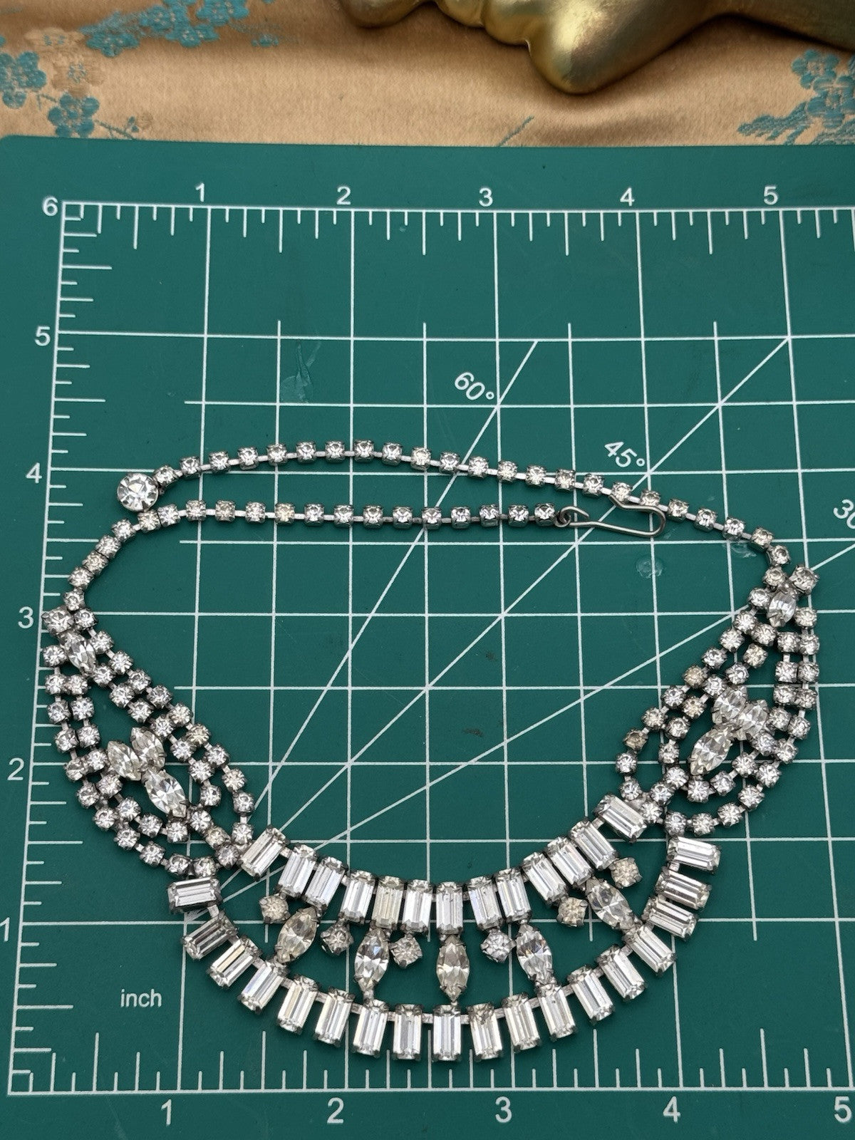 Vintage Rhinestone Necklace Clear 15”