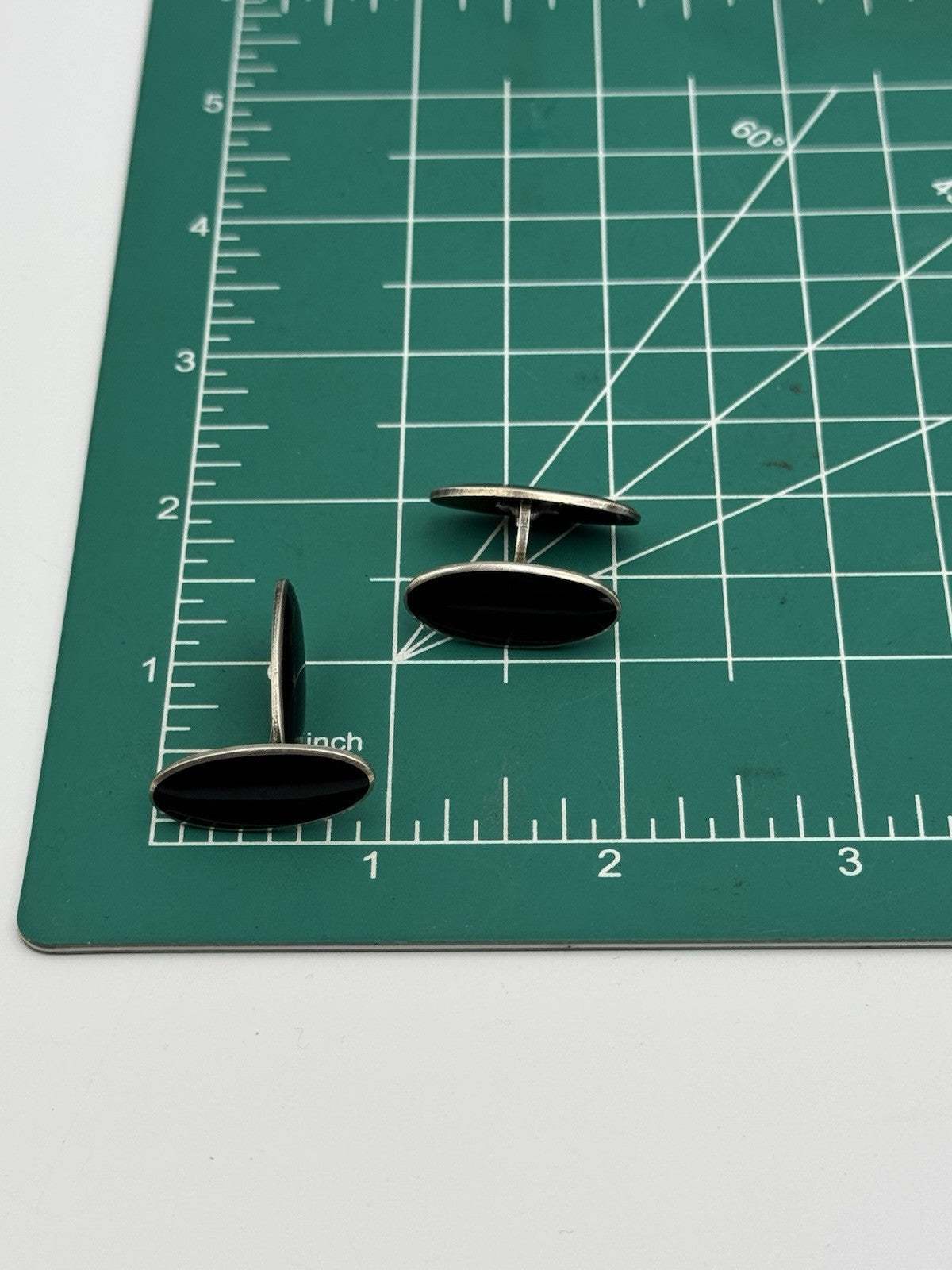 Sterling Silver Black Enamel Cufflinks Estate Sale Find