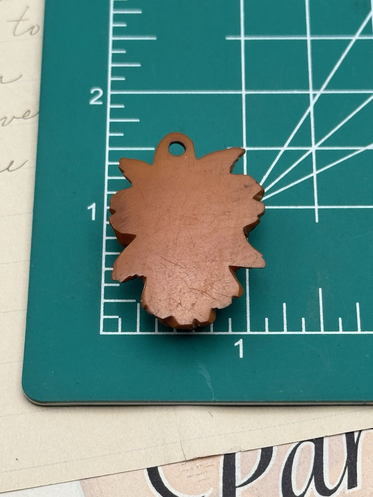 Vintage Carved Bakelite Rose Pendant Nut Brown Color ESTATE FIND
