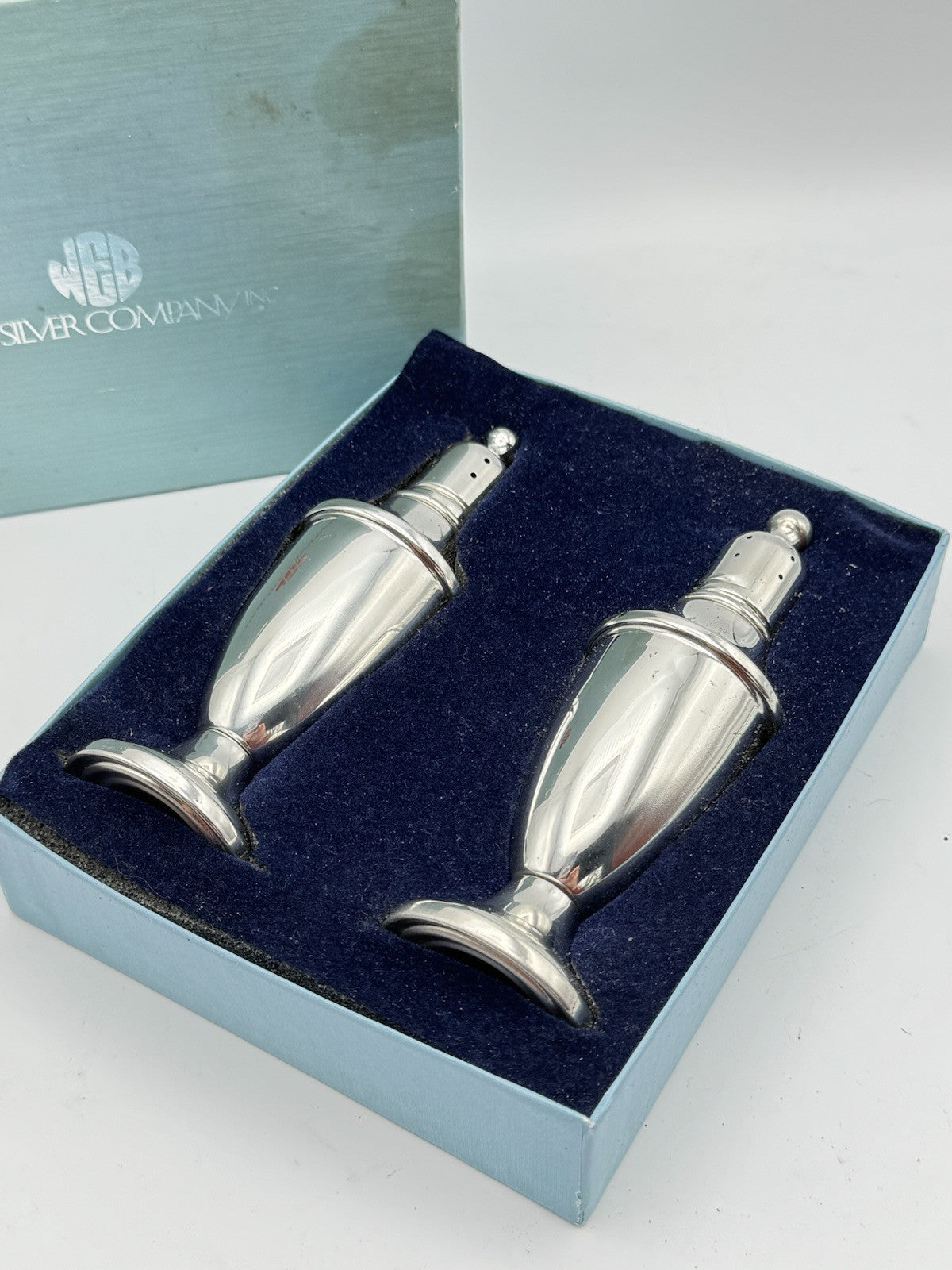 WEB WEIGHTED SALT & PEPPER SHAKERS SET OF 2 In Original Box VINTAGE