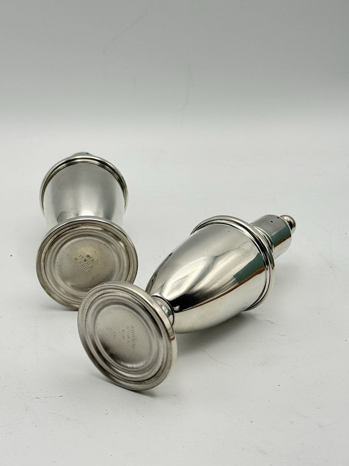 WEB WEIGHTED SALT & PEPPER SHAKERS SET OF 2 In Original Box VINTAGE