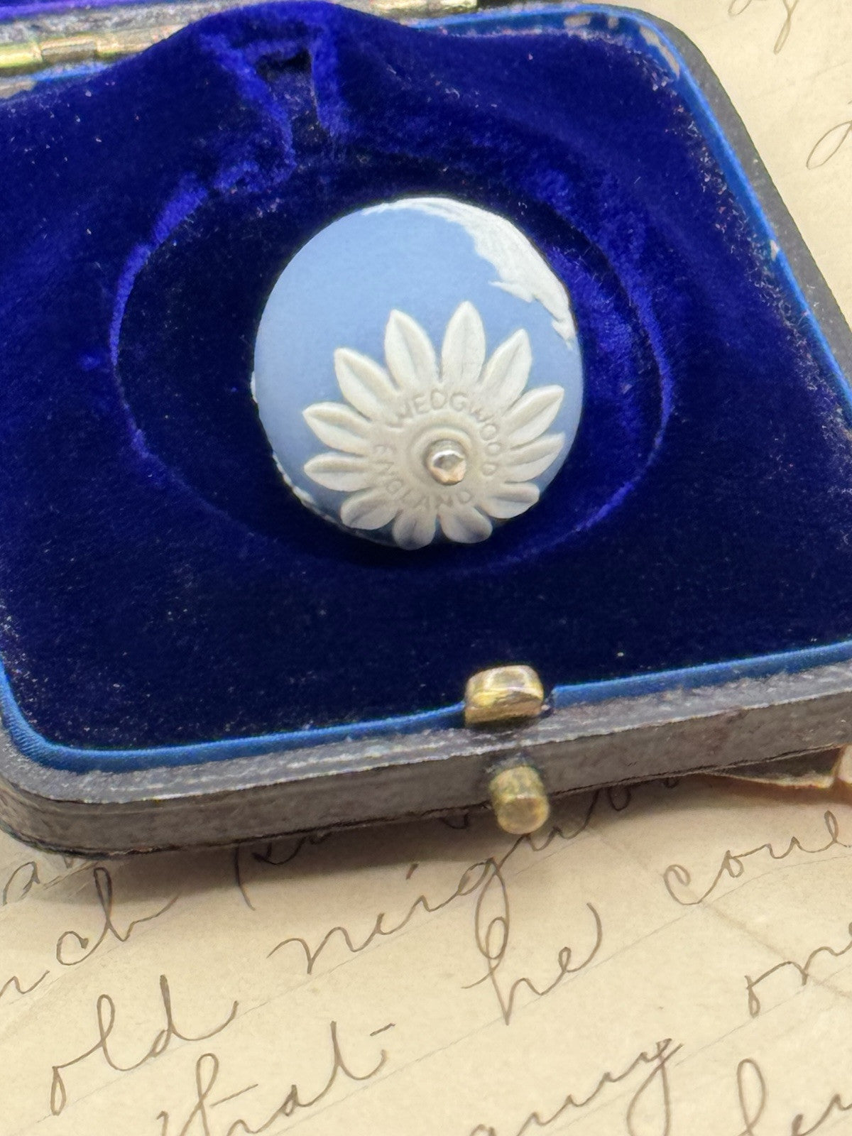 Vintage Wedgwood Jasperware EGG Pendant Blue Sterling Bail ESTATE FIND