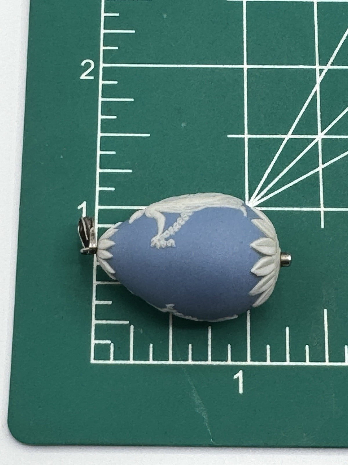 Vintage Wedgwood Jasperware EGG Pendant Blue Sterling Bail ESTATE FIND