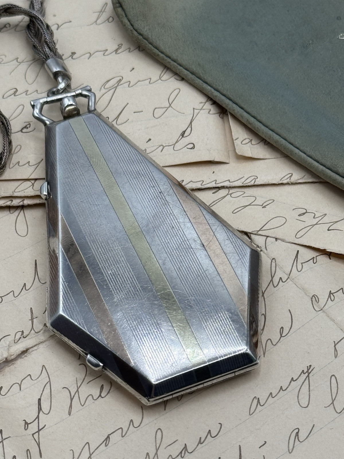 Antique Art Deco Sterling & 14k Gold Powder Compact COFFIN Style No Monogram