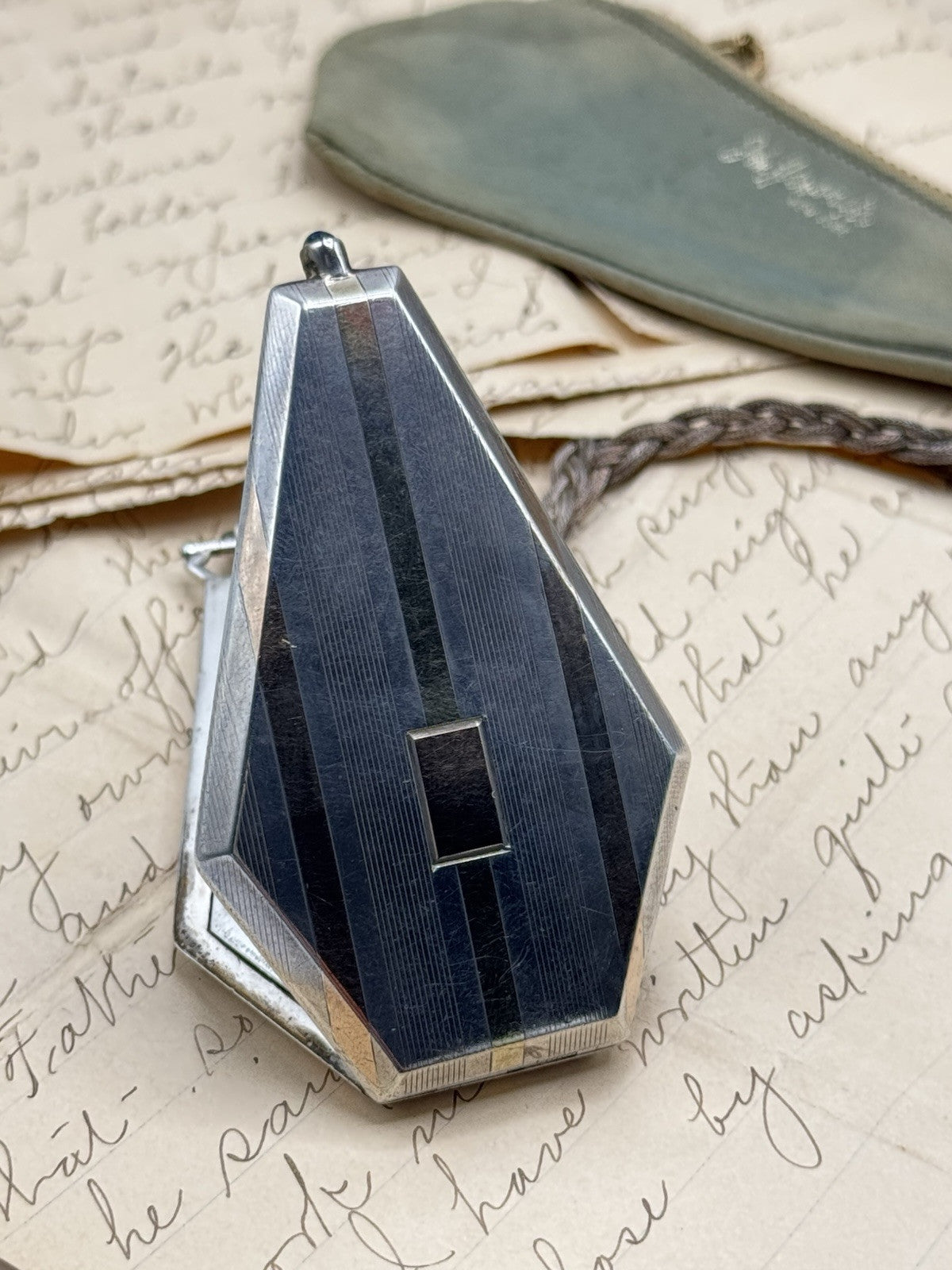 Antique Art Deco Sterling & 14k Gold Powder Compact COFFIN Style No Monogram