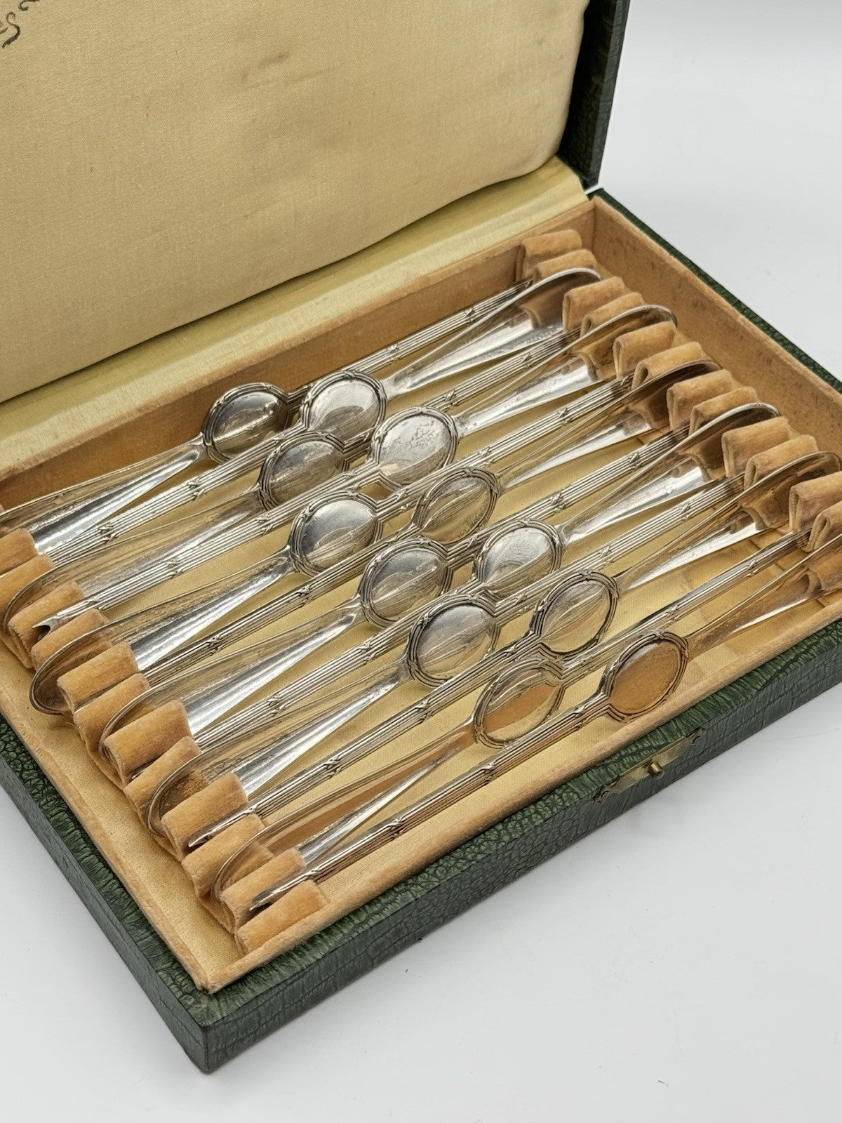 12 Antique Lobster Picks Art Nouveau Belgium Original Case NO MONOGRAM