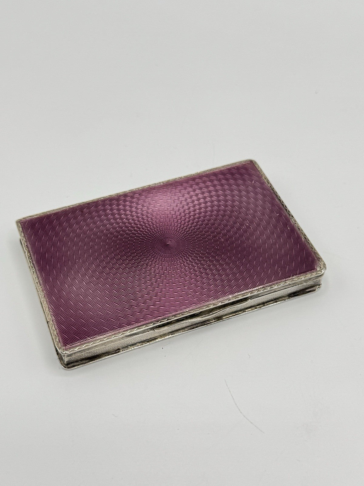 Antique 1920s Art Deco Case Guilloche LAVENDER Gold Wash STERLING Hallmark