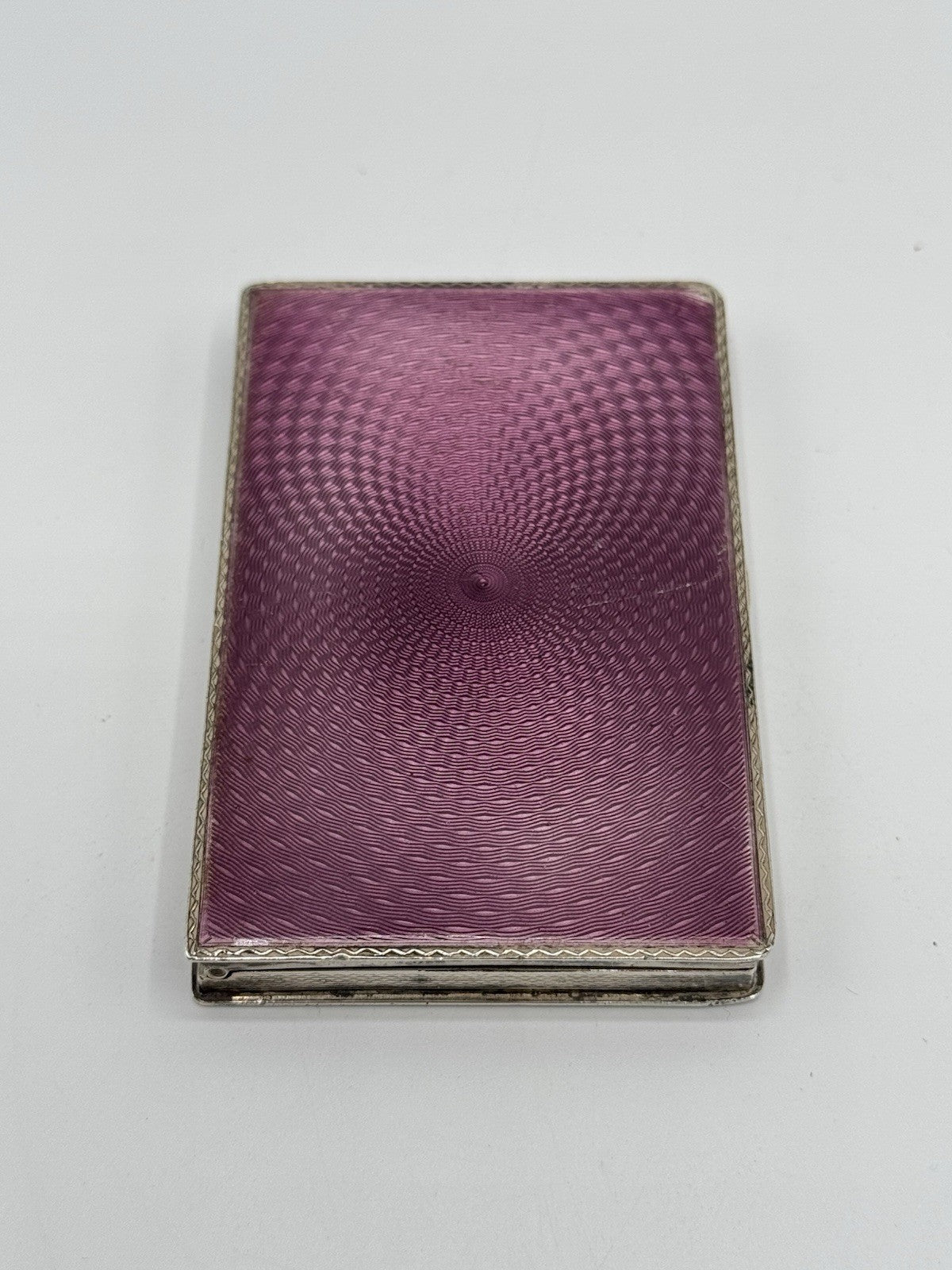 Antique 1920s Art Deco Case Guilloche LAVENDER Gold Wash STERLING Hallmark