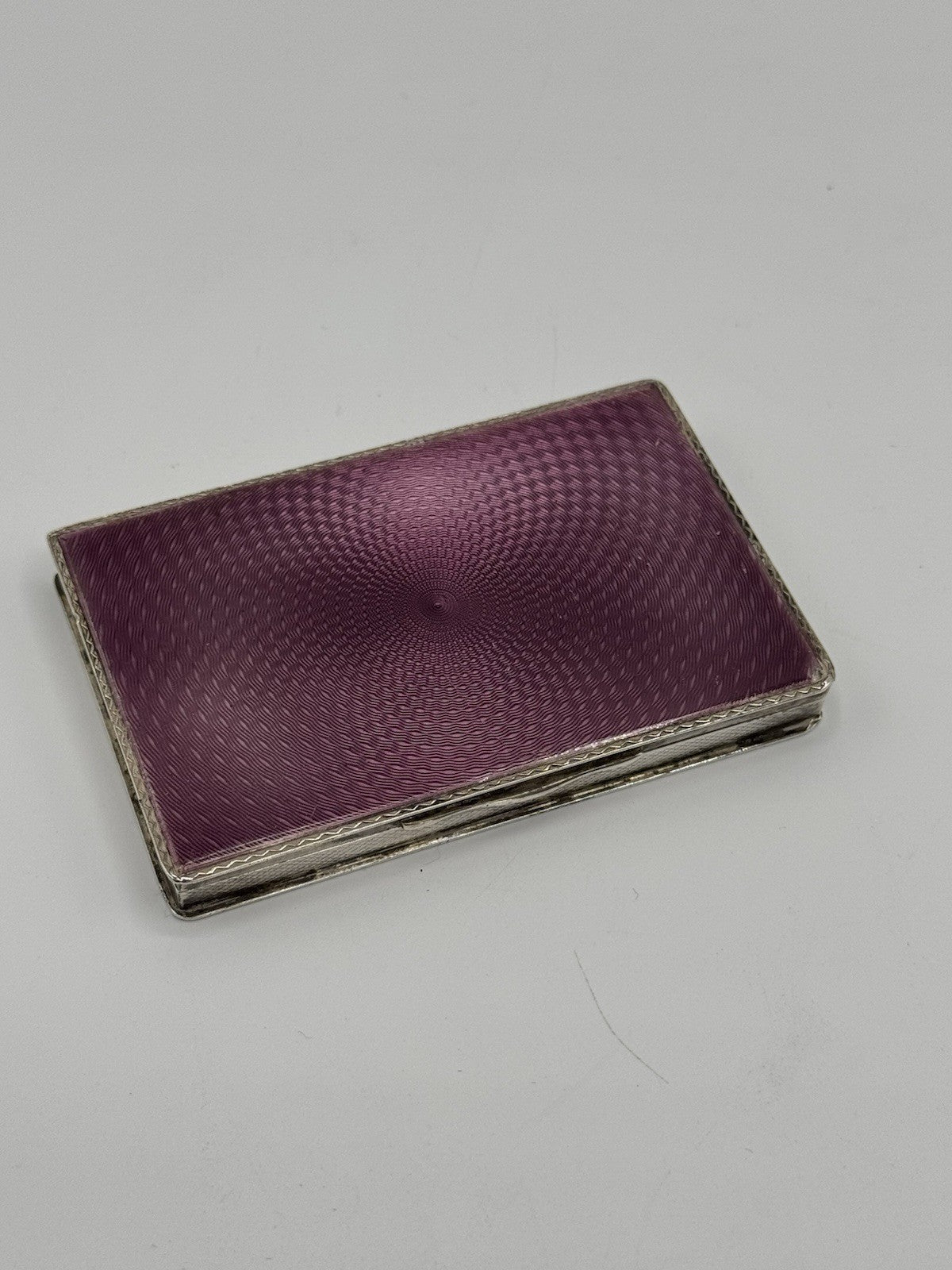 Antique 1920s Art Deco Case Guilloche LAVENDER Gold Wash STERLING Hallmark