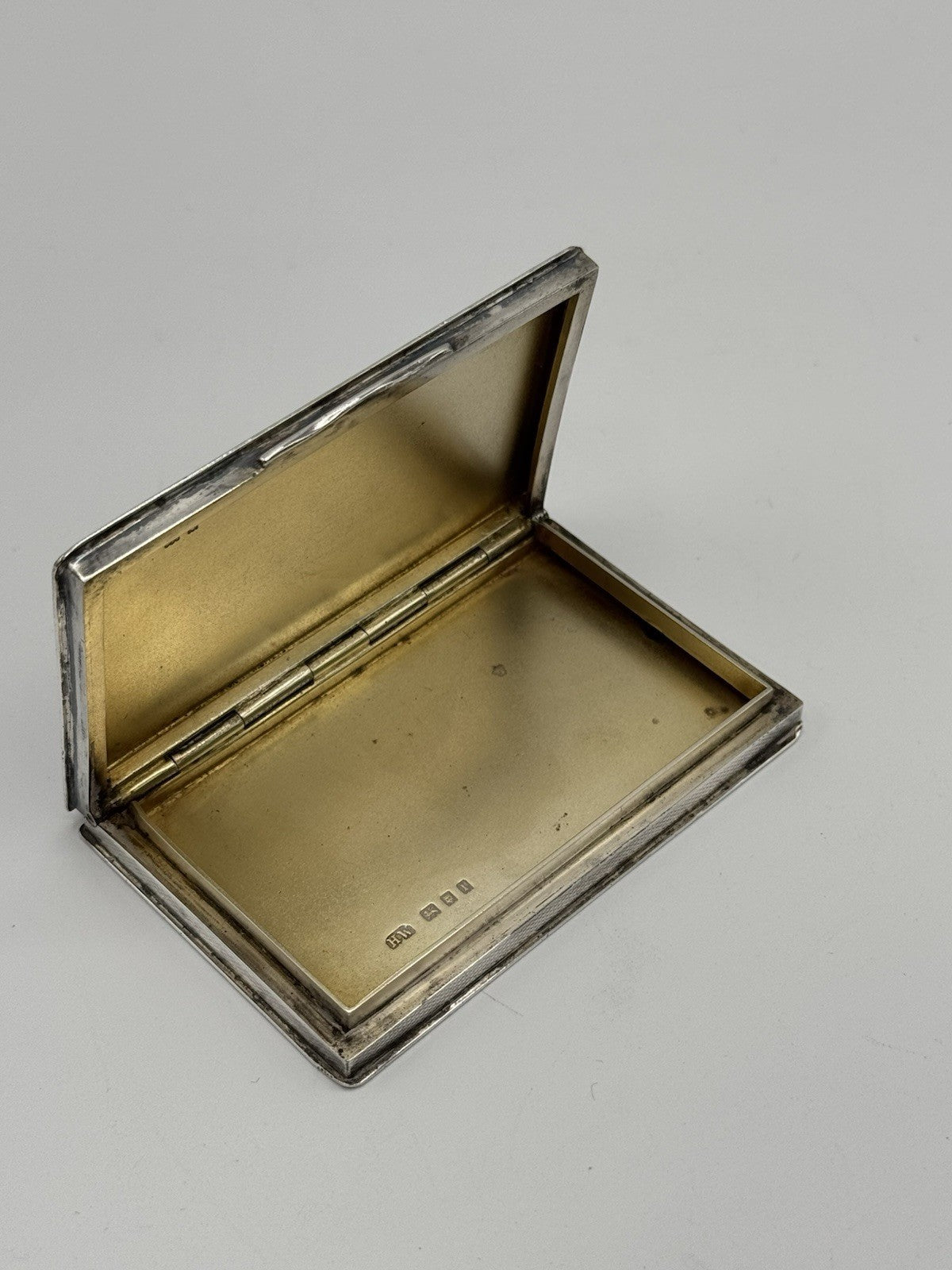 Antique 1920s Art Deco Case Guilloche LAVENDER Gold Wash STERLING Hallmark