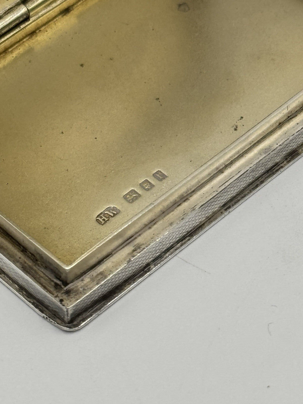 Antique 1920s Art Deco Case Guilloche LAVENDER Gold Wash STERLING Hallmark