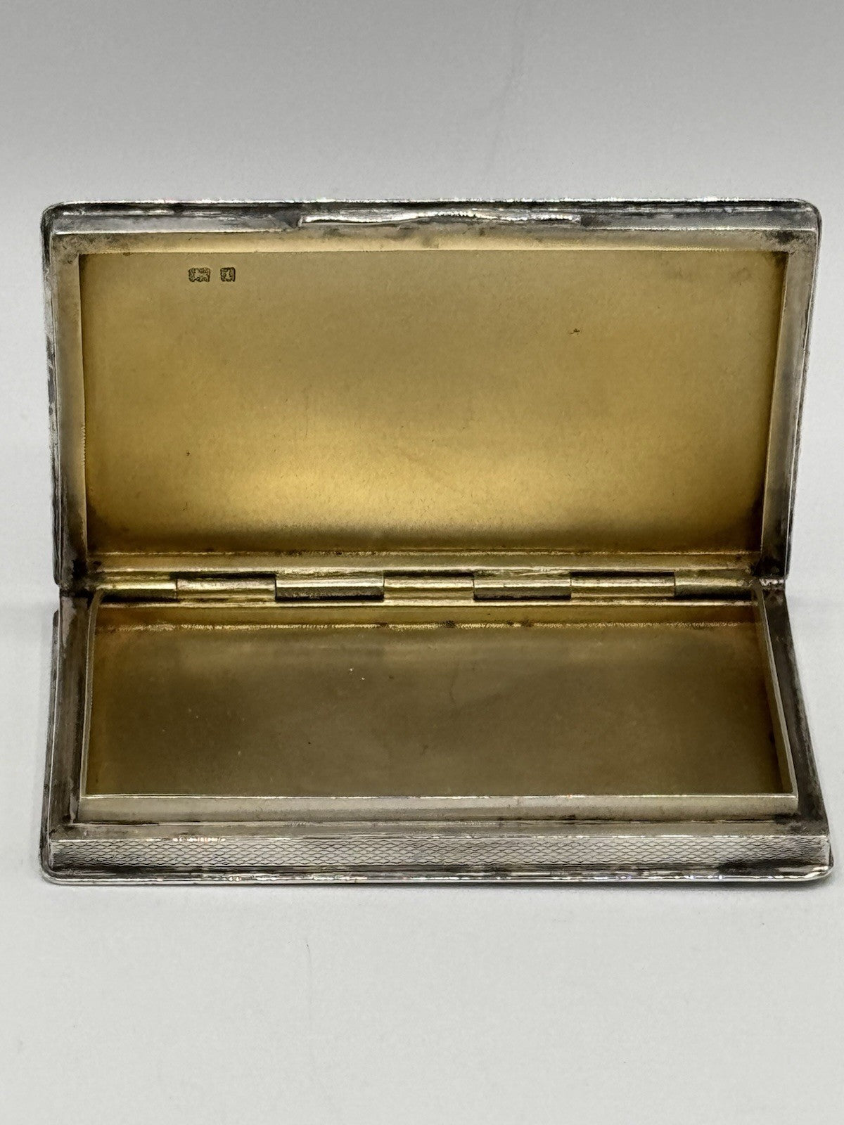 Antique 1920s Art Deco Case Guilloche LAVENDER Gold Wash STERLING Hallmark