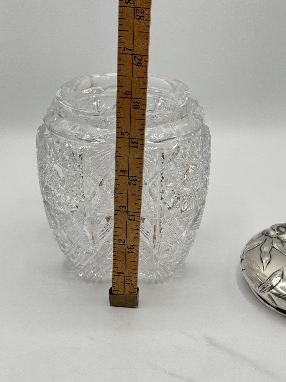 Antique AMERICAN BRILLIANT Sterling Lidded Biscuit Barrel Circa 7.5”h