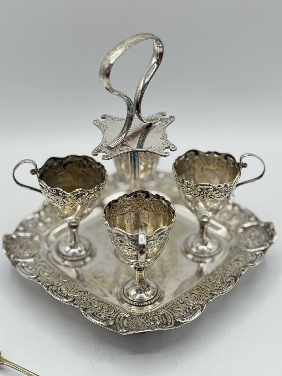 Antique SHEFFIELD Silverplated Egg Cruet Set SOLD AS IS‼️