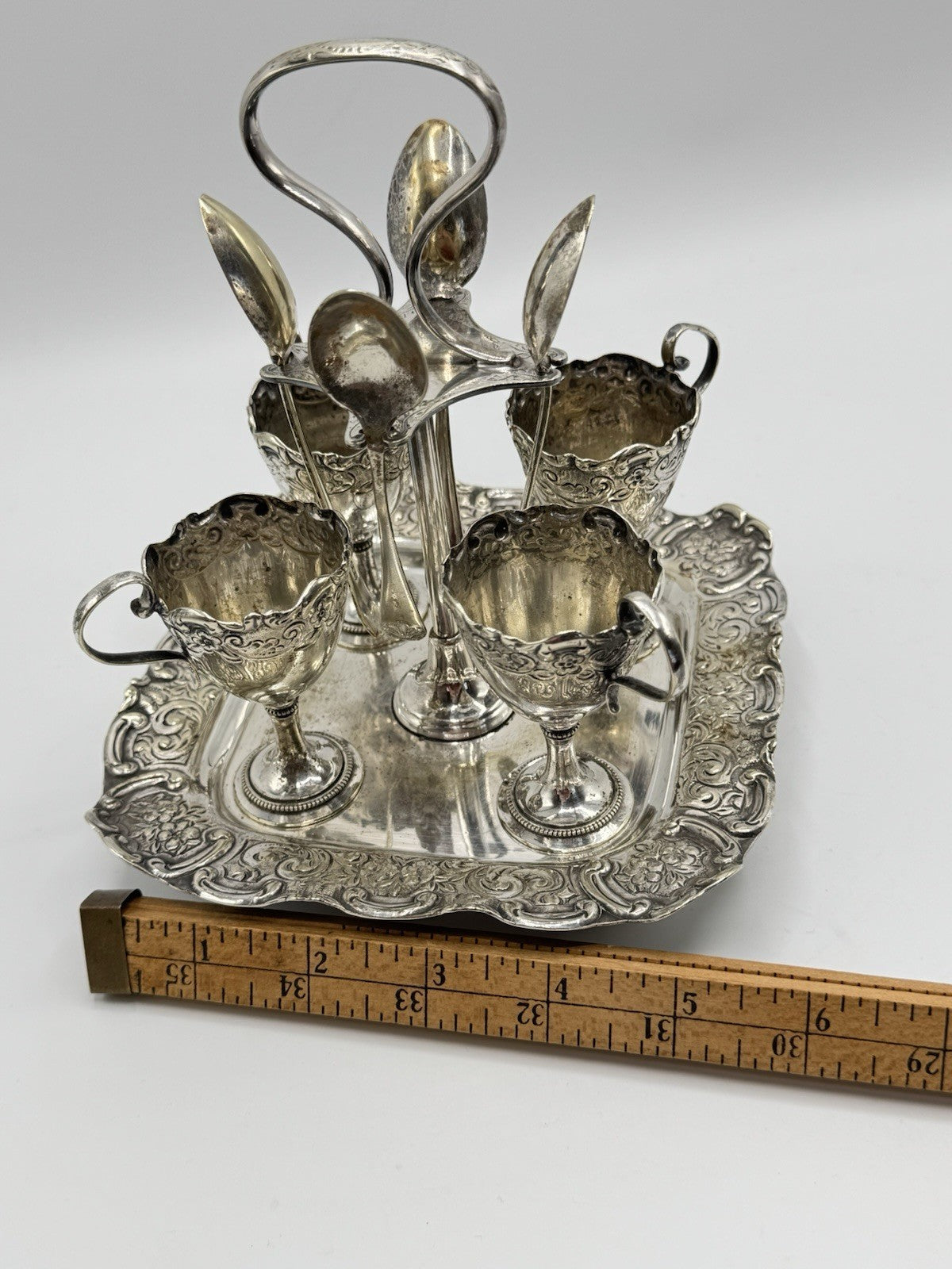 Antique SHEFFIELD Silverplated Egg Cruet Set SOLD AS IS‼️