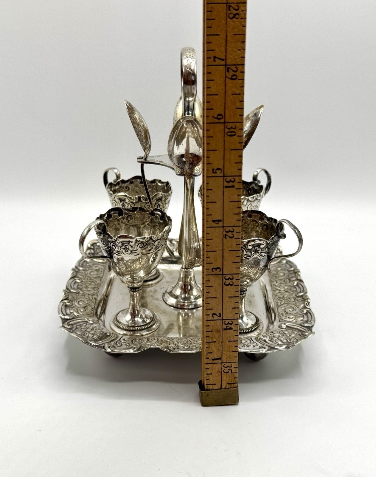 Antique SHEFFIELD Silverplated Egg Cruet Set SOLD AS IS‼️