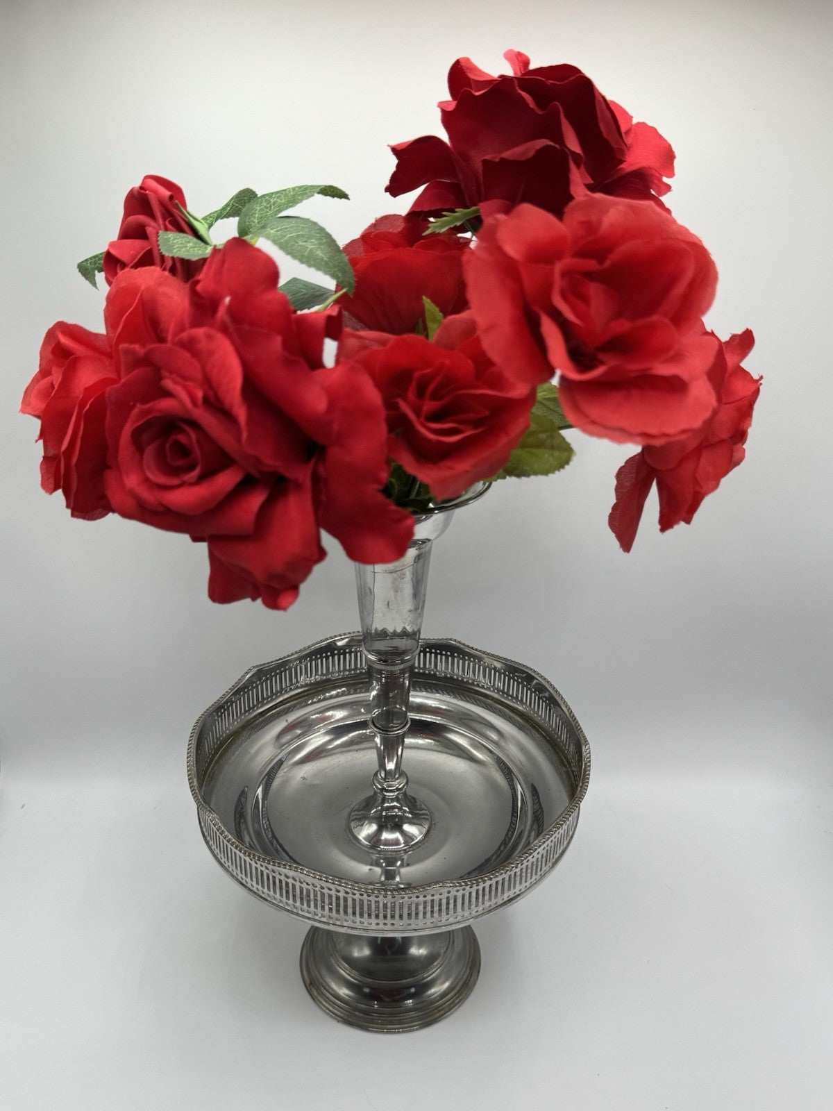 Silverplate EPERGNE 2 Tier Edwardian Style Top Removable Circa 12”h ESTATE FIND