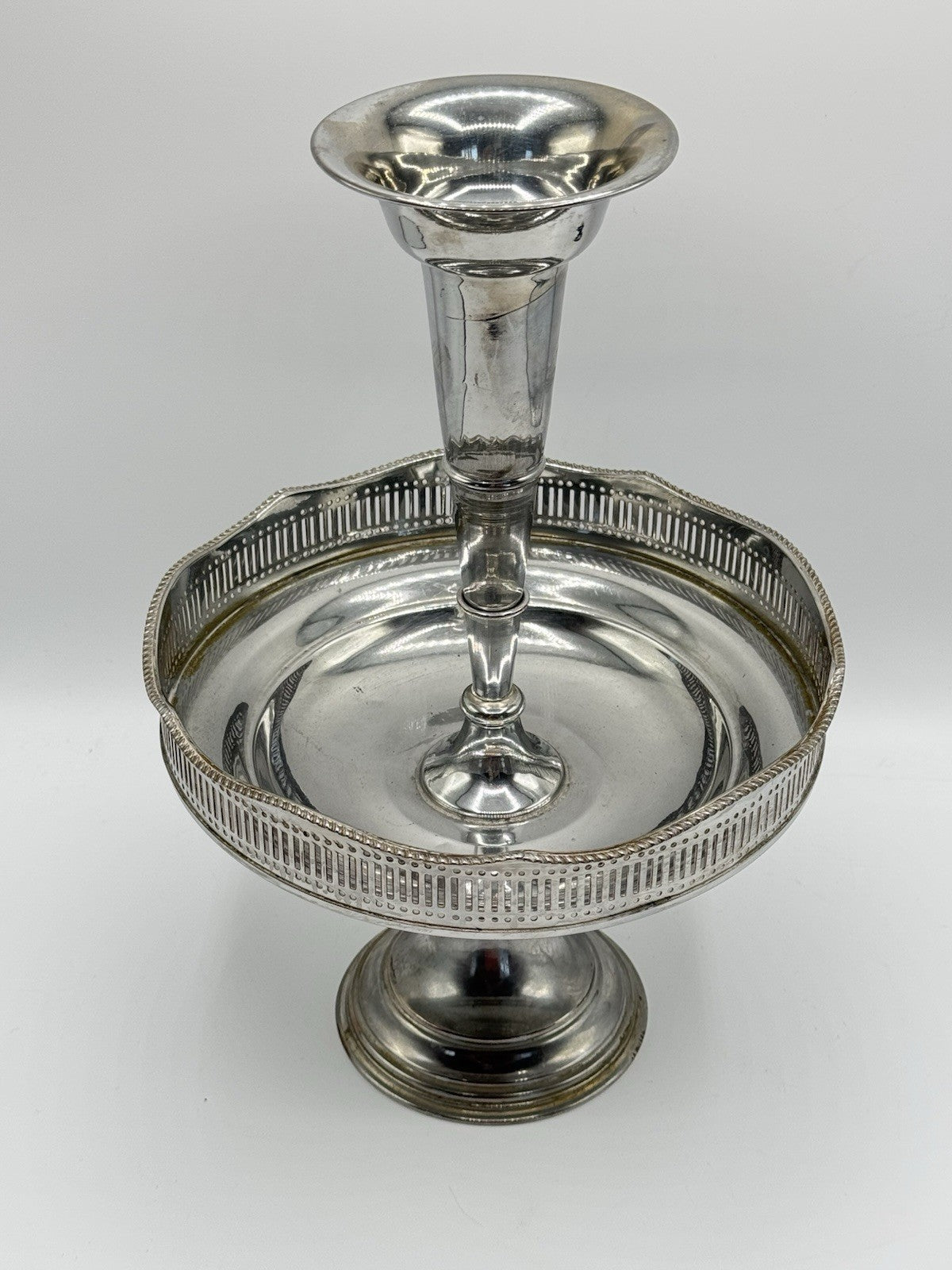 Silverplate EPERGNE 2 Tier Edwardian Style Top Removable Circa 12”h ESTATE FIND