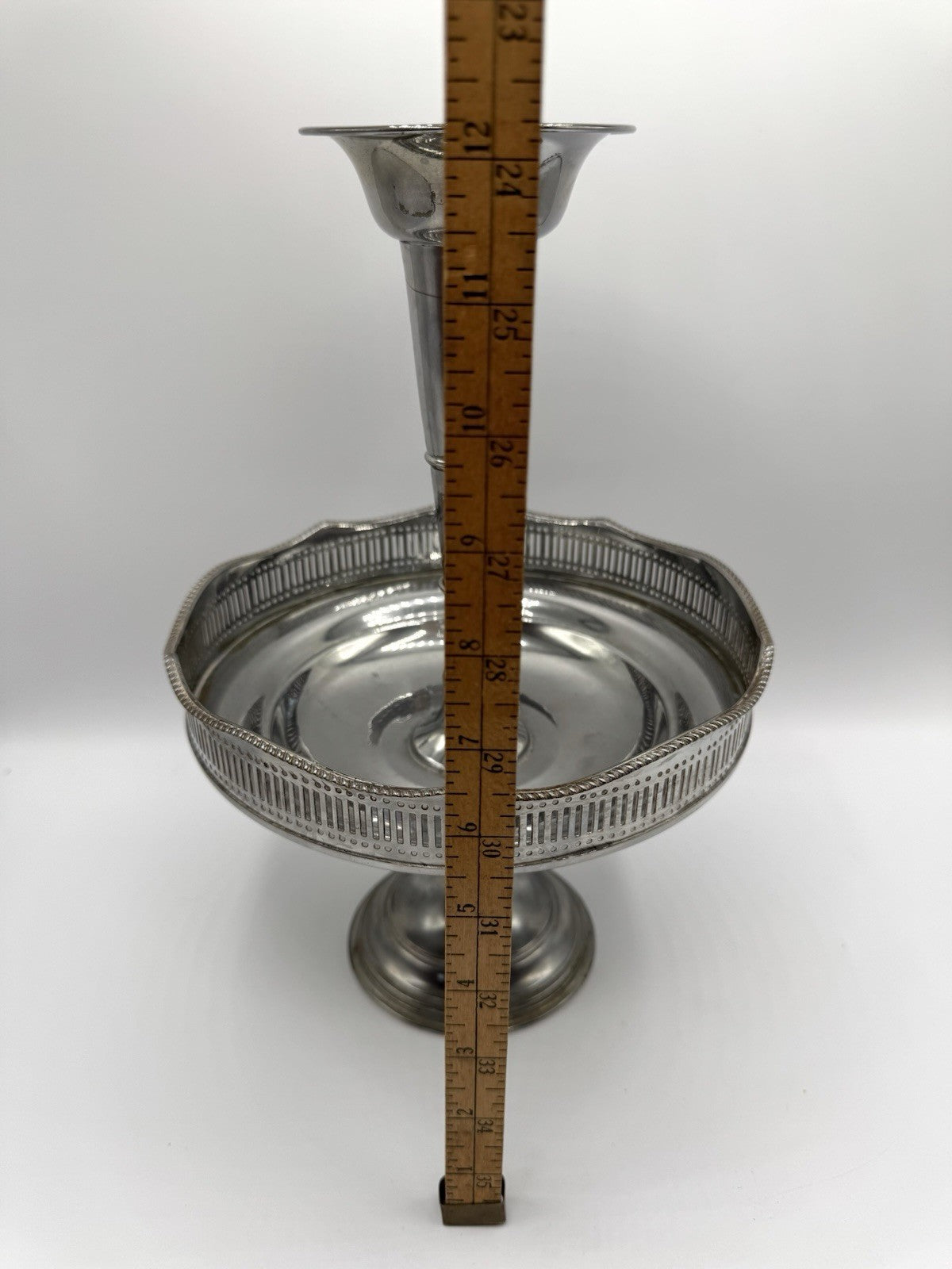 Silverplate EPERGNE 2 Tier Edwardian Style Top Removable Circa 12”h ESTATE FIND EMPTY