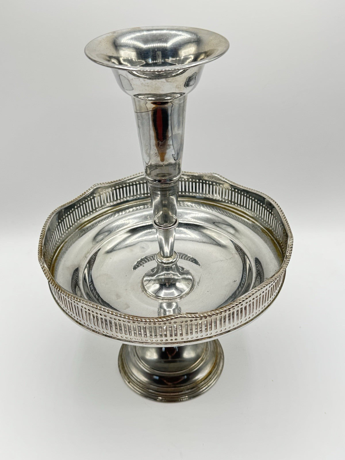 Silverplate EPERGNE 2 Tier Edwardian Style Top Removable Circa 12”h ESTATE FIND