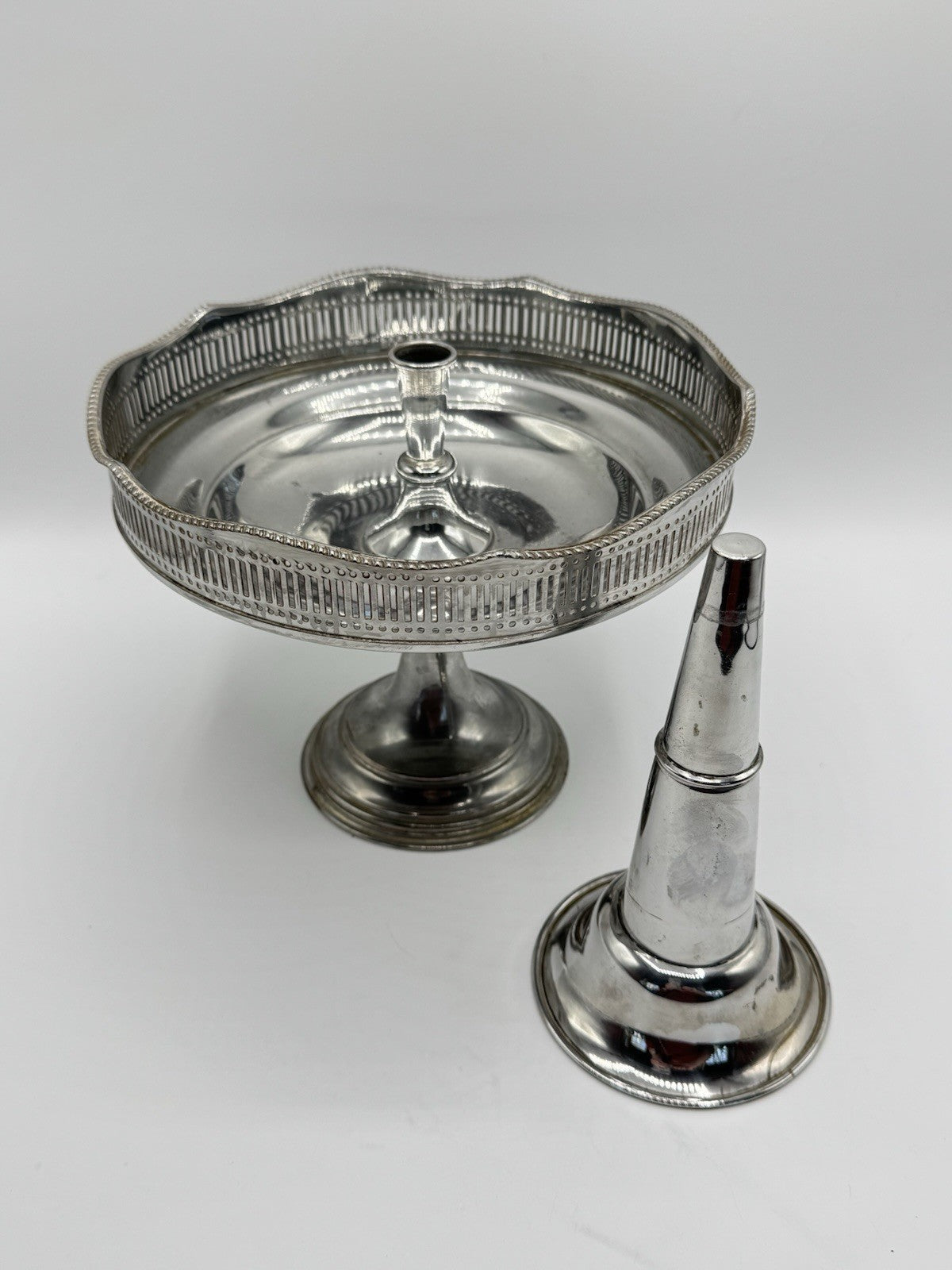 Silverplate EPERGNE 2 Tier Edwardian Style Top Removable Circa 12”h ESTATE FIND