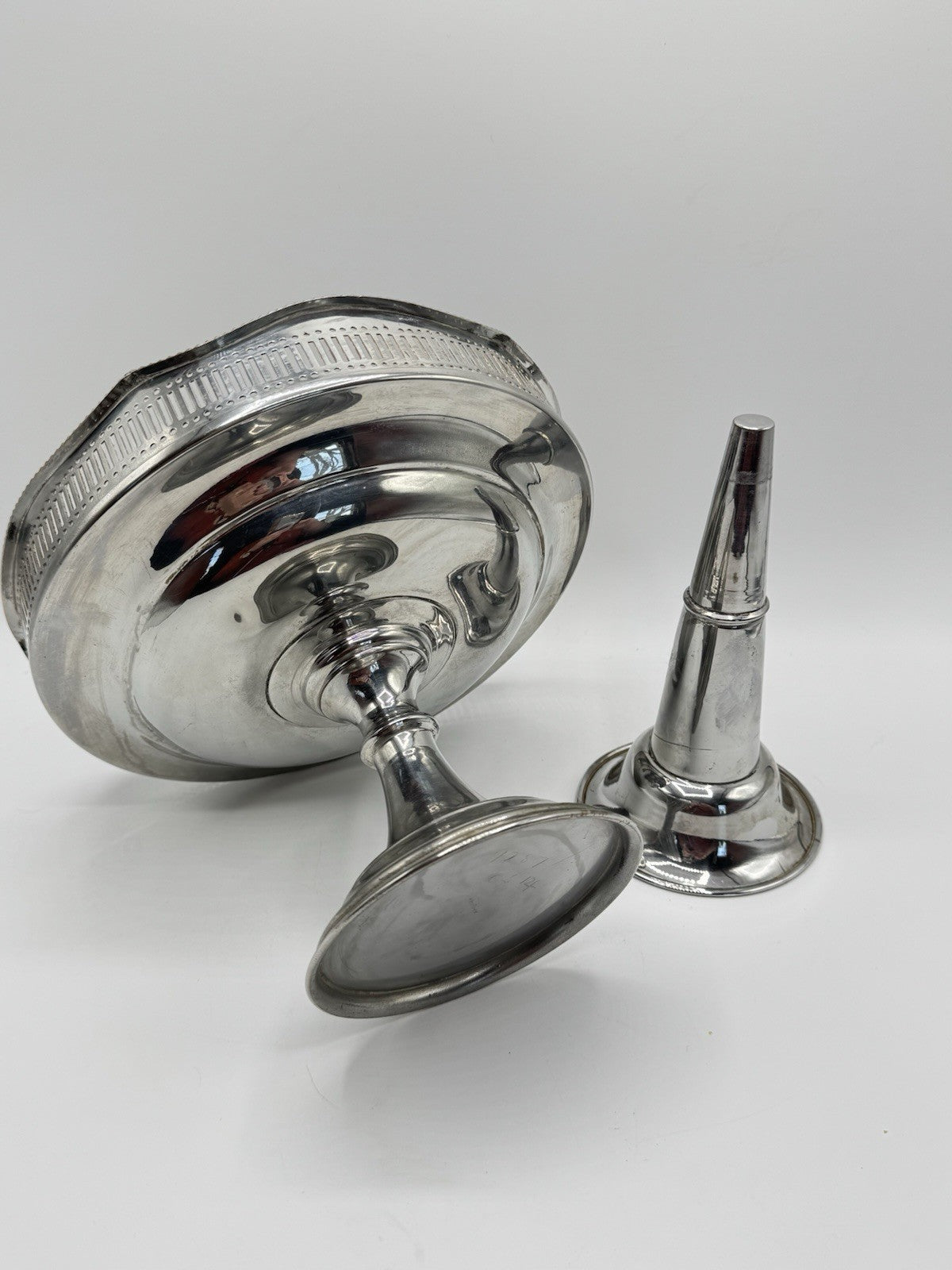 Silverplate EPERGNE 2 Tier Edwardian Style Top Removable Circa 12”h ESTATE FIND