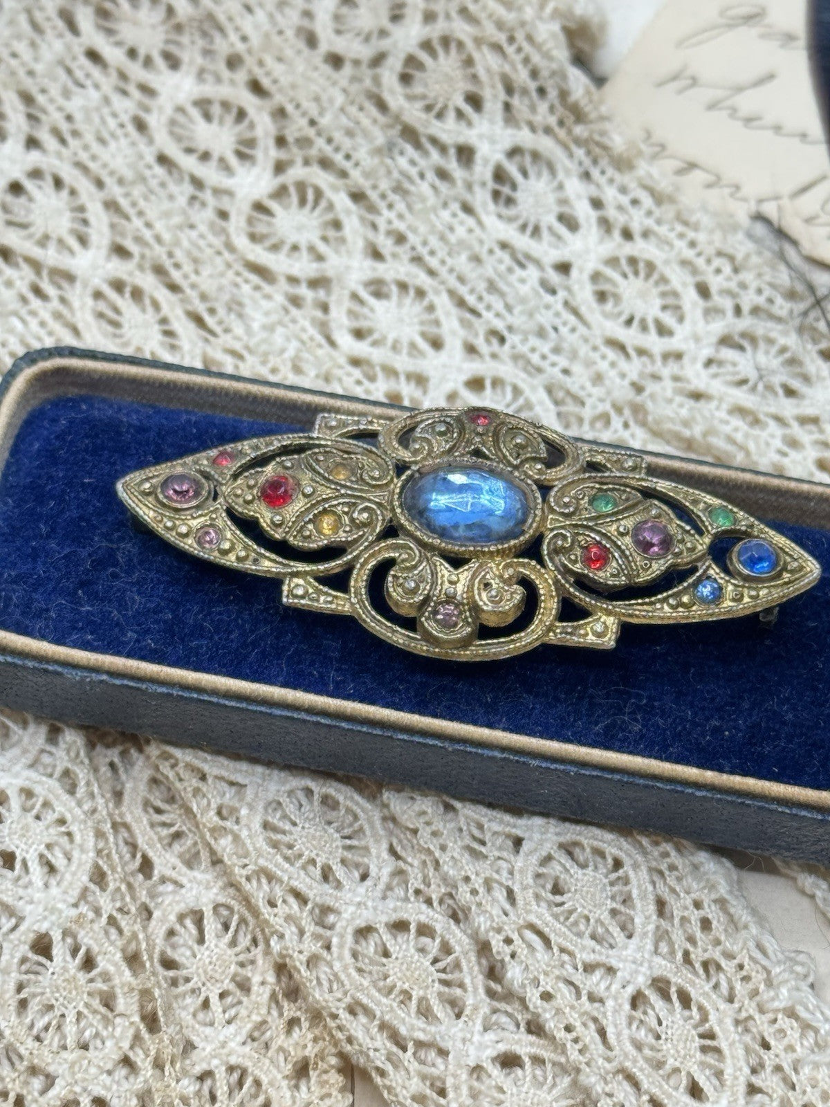 Vintage Czech Style Brooch Rhinestone Edwardian Style ESTATE FIND