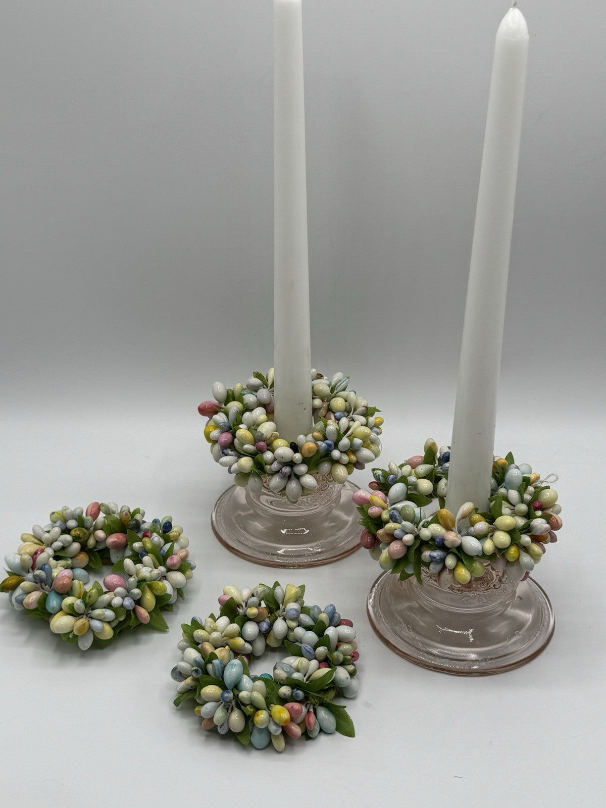Vintage 4 Easter Candle Rings Pastels Easter Egg Design ESTATE FIND