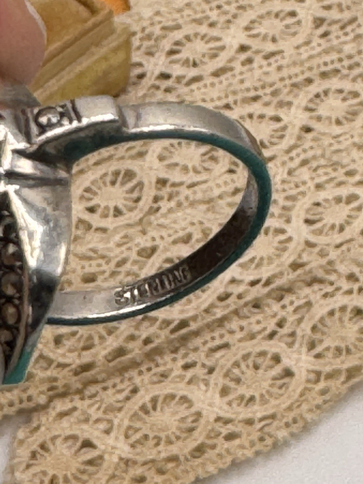 Vintage Smokey Topaz Marcasite Sterling Ring Size 6.5 ESTATE FIND