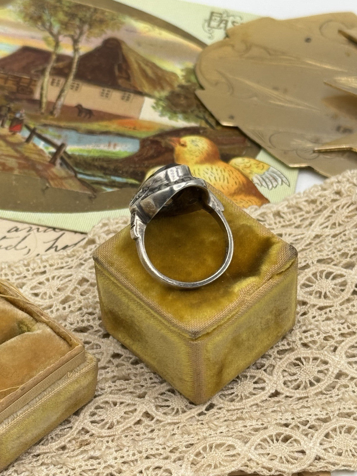 Vintage Smokey Topaz Marcasite Sterling Ring Size 6.5 ESTATE FIND
