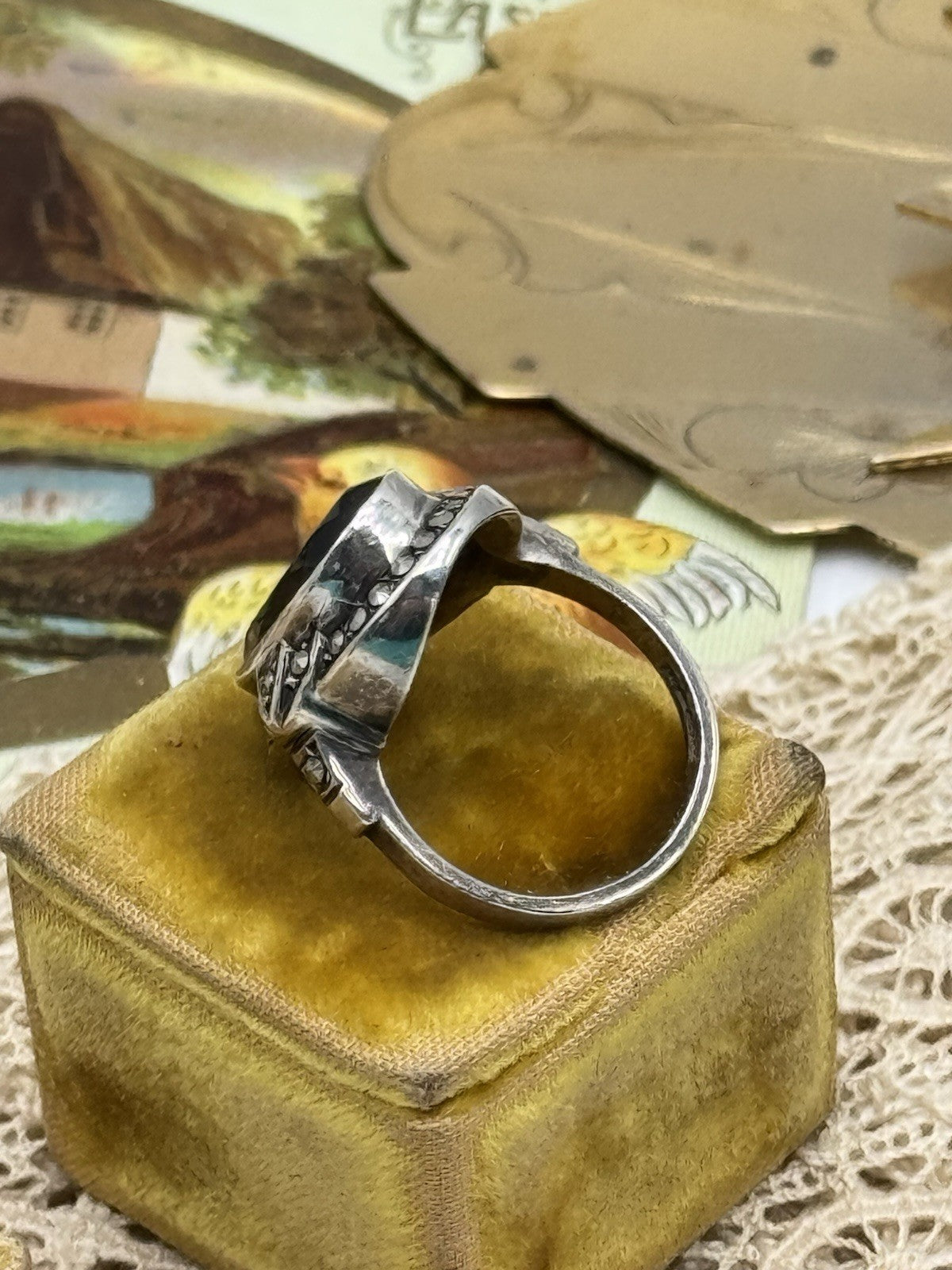 Vintage Smokey Topaz Marcasite Sterling Ring Size 6.5 ESTATE FIND