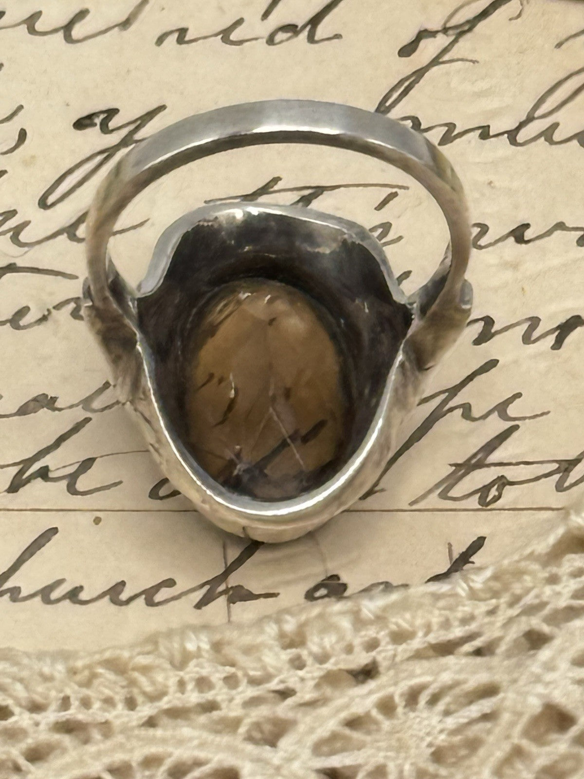 Vintage Smokey Topaz Marcasite Sterling Ring Size 6.5 ESTATE FIND