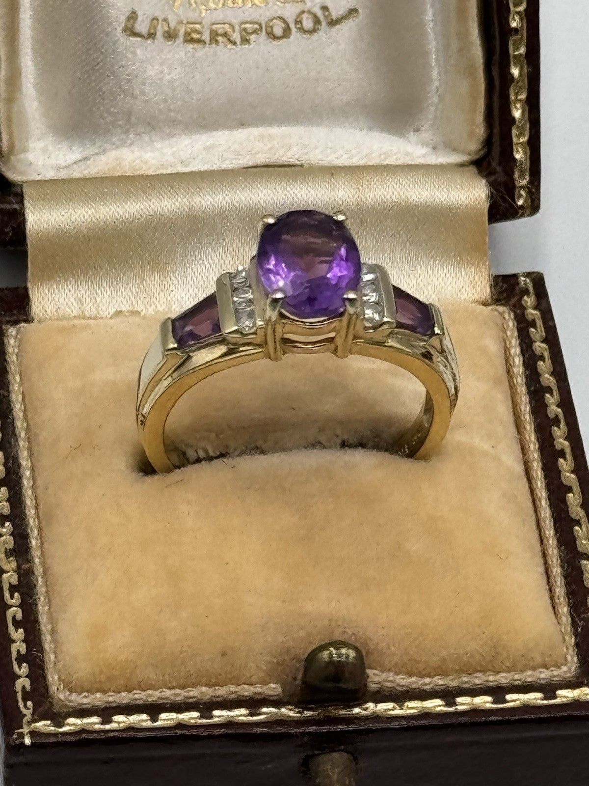 10k Gold Amethyst Ring Size 8 SIGNED THL Estate Find 4.1g