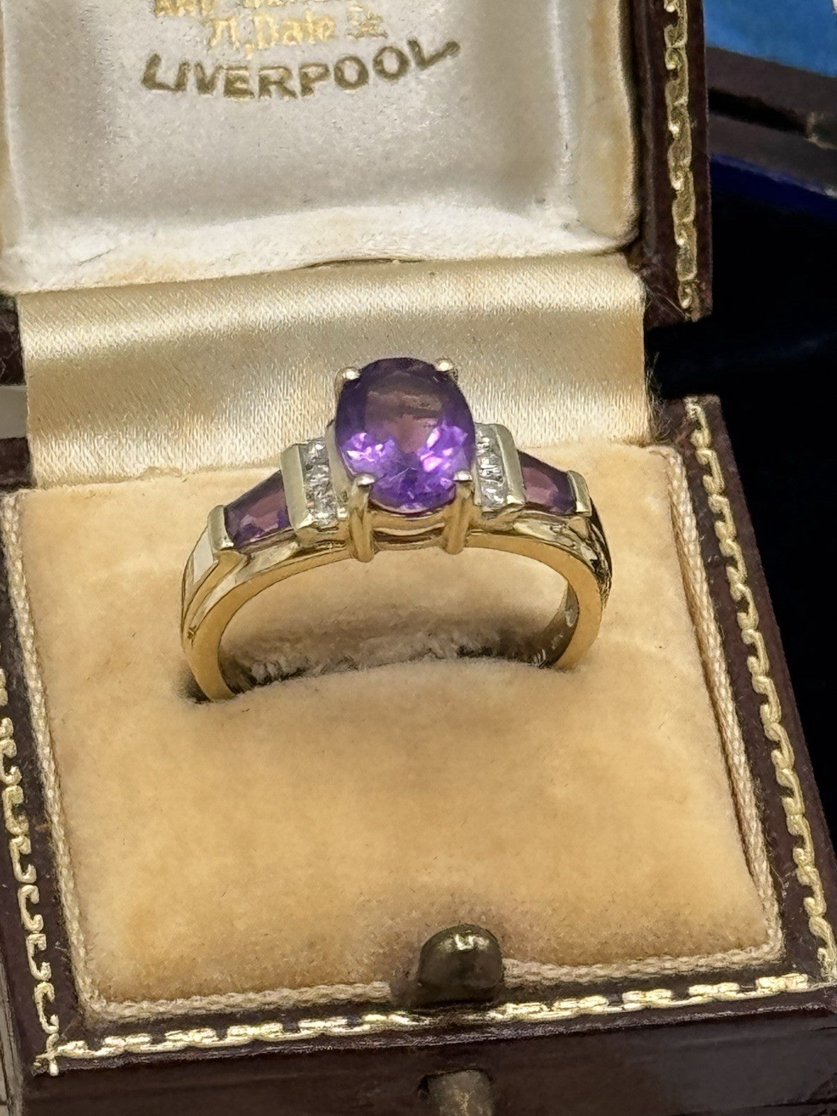 10k Gold Amethyst Ring Size 8 SIGNED THL Estate Find 4.1g