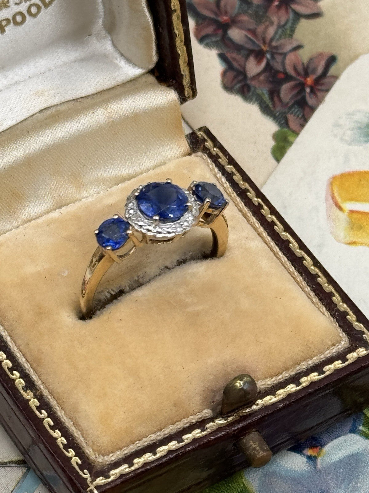 10k GOLD Blue Stone Ring ESTATE FIND Size 6.5