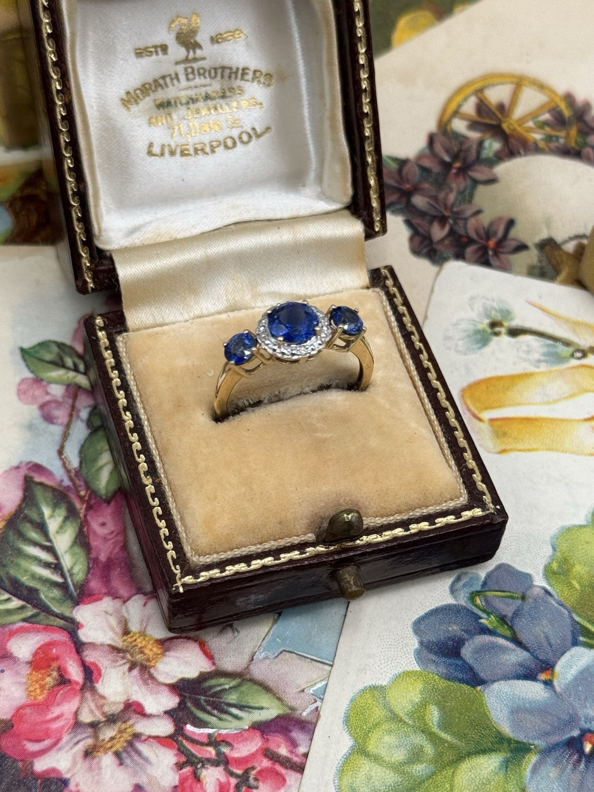 10k GOLD Blue Stone Ring ESTATE FIND Size 6.5
