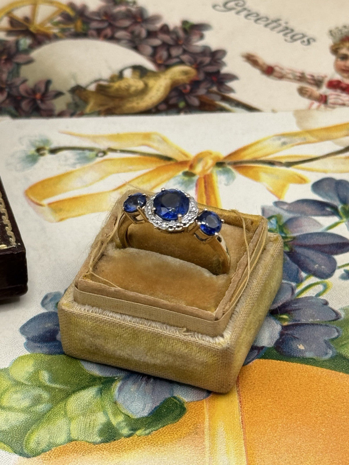 10k GOLD Blue Stone Ring ESTATE FIND Size 6.5