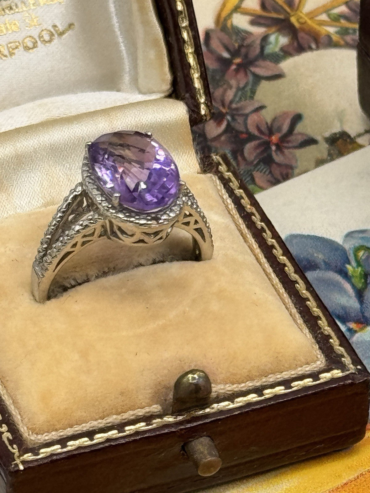 925 FAS Sterling Silver Large Amethyst Faceted Stone RING Estate Find Size 7.75