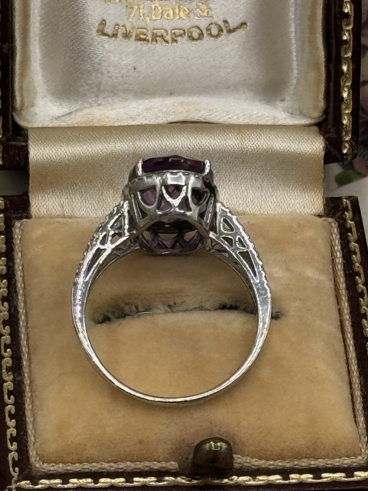 925 FAS Sterling Silver Large Amethyst Faceted Stone RING Estate Find Size 7.75